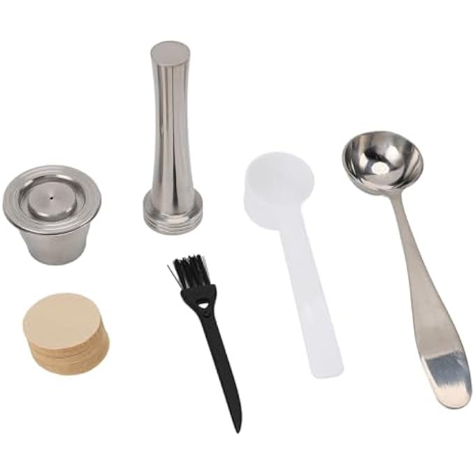 Haofy Refillable Coffee Pod Reusable Stainless Steel Capsule Set With Tamper  100 Filter Papers For Home Office Brewing  Suitable For Various Coffee Machines - Image 3