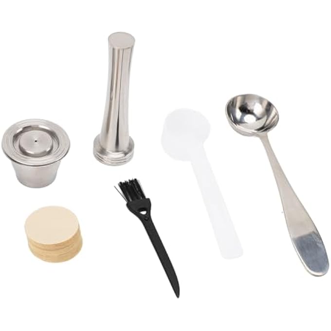 Haofy Refillable Coffee Pod Reusable Stainless Steel Capsule Set With Tamper  100 Filter Papers For Home Office Brewing  Suitable For Various Coffee Machines - Image 4