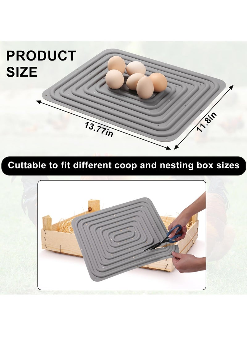 SYOSI 4 Pcs Silicone Chicken Nesting Pads, Washable Nesting Pad for Chicken Coop, Gray Nesting Box Pad for Chickens, Silicone Pads for Chicken Nest, Chicken Coop, Chicken Laying Boxes (Gray) - Image 3
