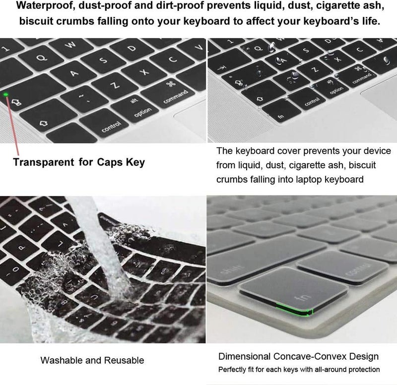 Oaky غطاء حماية لوحة المفاتيح متوافق مع ماك بوك إير M1 13 بوصة إصدار 2020 طراز A2179، A2337 غطاء لوحة مفاتيح رقيق جداً مقاوم للماء والغبار - رمادي سيليكون - Image 5