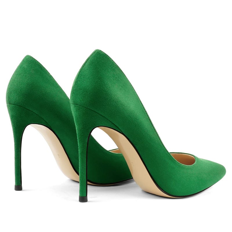COLETER Women's 4 Inch Pumps Pointy Toe Wedding Dress Shoes Slip on Stiletto Pumps Suede Green 7.5US - Image 5