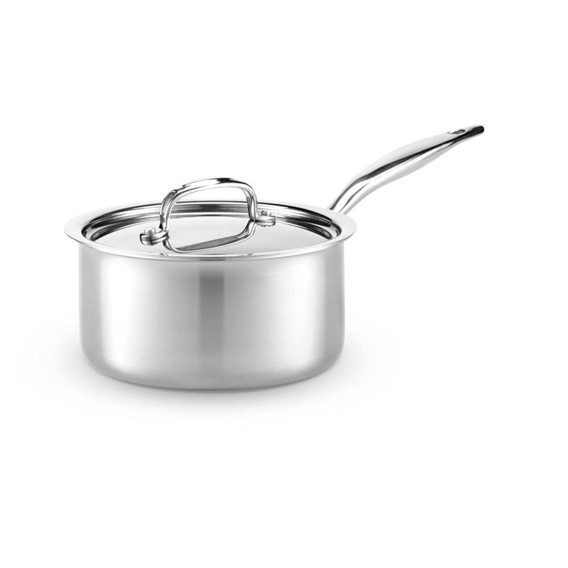 Heritage Steel 3 Quart Saucepan with Lid  Made in USA  Titanium Series  316Ti Stainless Steel Pan with Stay Cool Handle  Fully Clad with 5Ply Construction  Induction Ready  Non Toxic