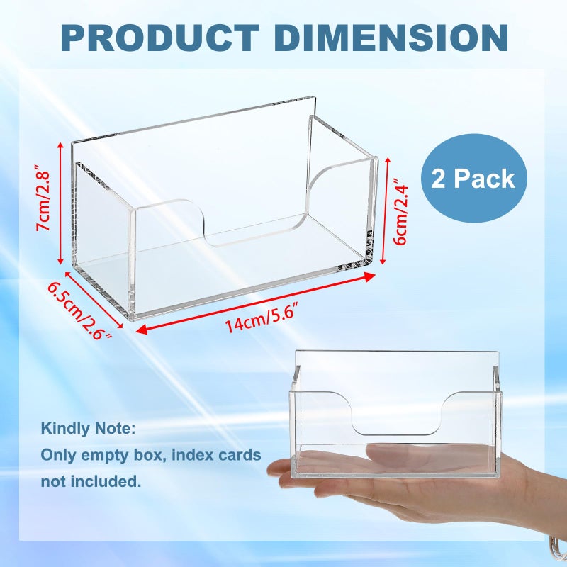BTSKY 2 Pack Acrylic Index Card Holder Display Stand - 3X5 Inch Notecard Box Recipe Organizer, Clear Index Card Case for Office Desk Recipe Notecard Storage Box, Photo Holder Organizer - Image 3