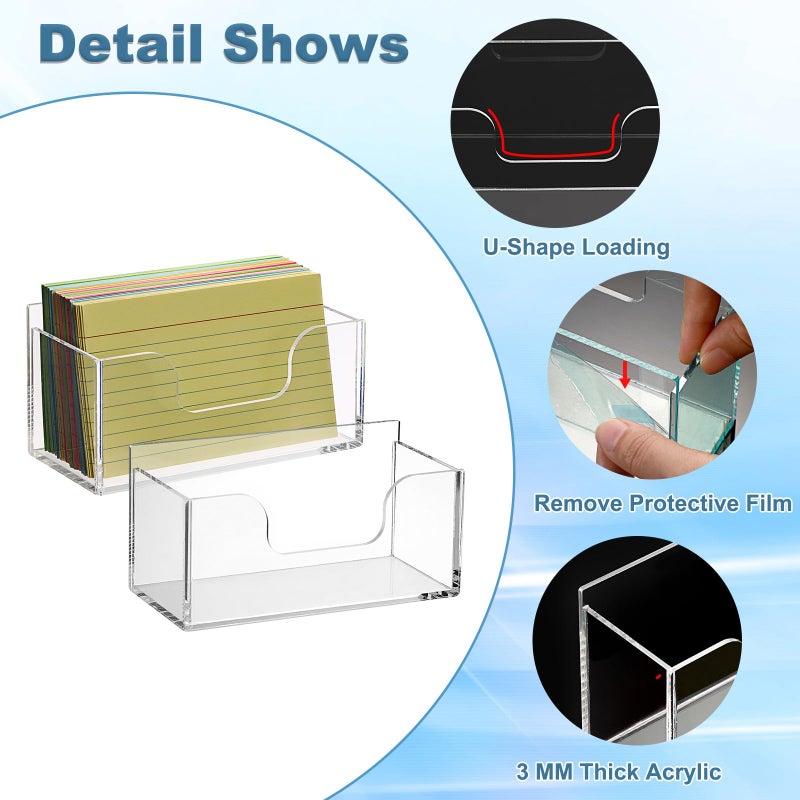 BTSKY 2 Pack Acrylic Index Card Holder Display Stand - 3X5 Inch Notecard Box Recipe Organizer, Clear Index Card Case for Office Desk Recipe Notecard Storage Box, Photo Holder Organizer - Image 4
