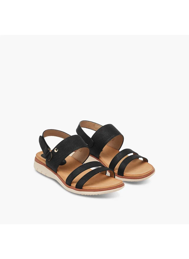 Le Confort Women's Textured Comfort Sandals with Hook and Loop Closure