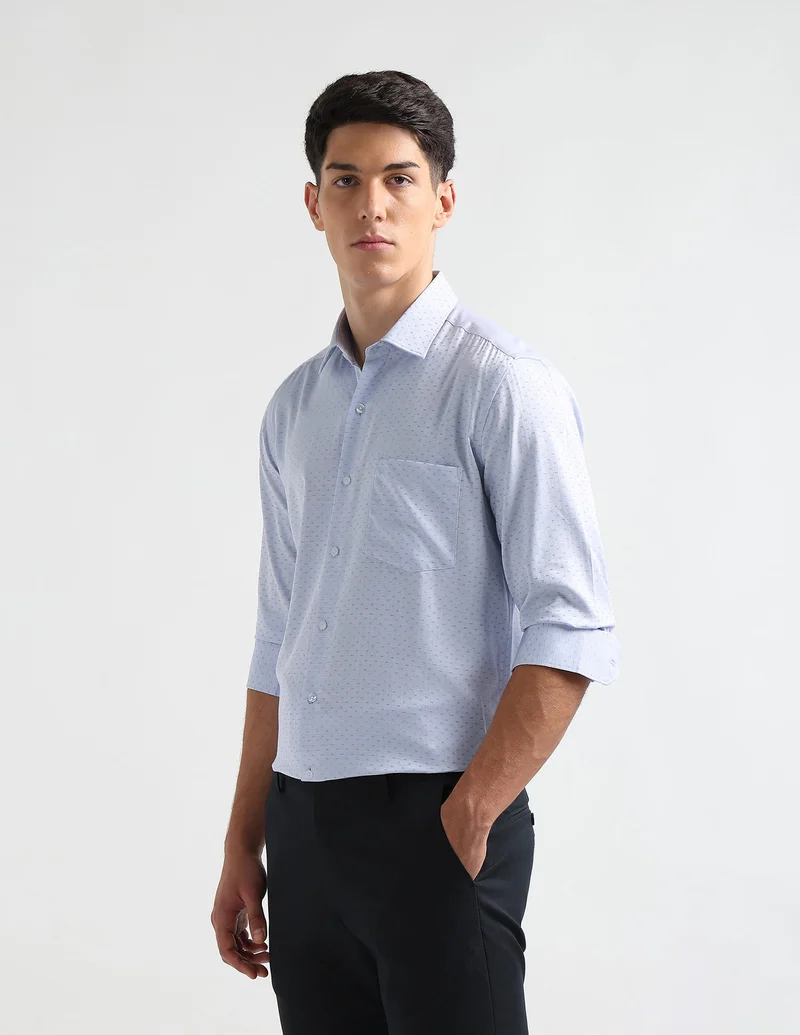 Arrow Light Blue Dobby Slim Fit Shirt for Men | Best Price UAE