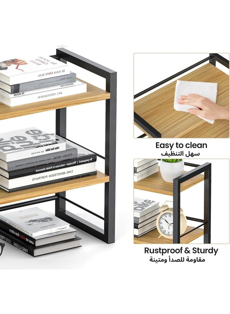 SHOELAY 2 Tier Office Desk Shelf Organizer, Wood Desktop Bookshelf Supplies Storage Rack, Storage Shelf for Desk and Dresser (Black) - Image 5