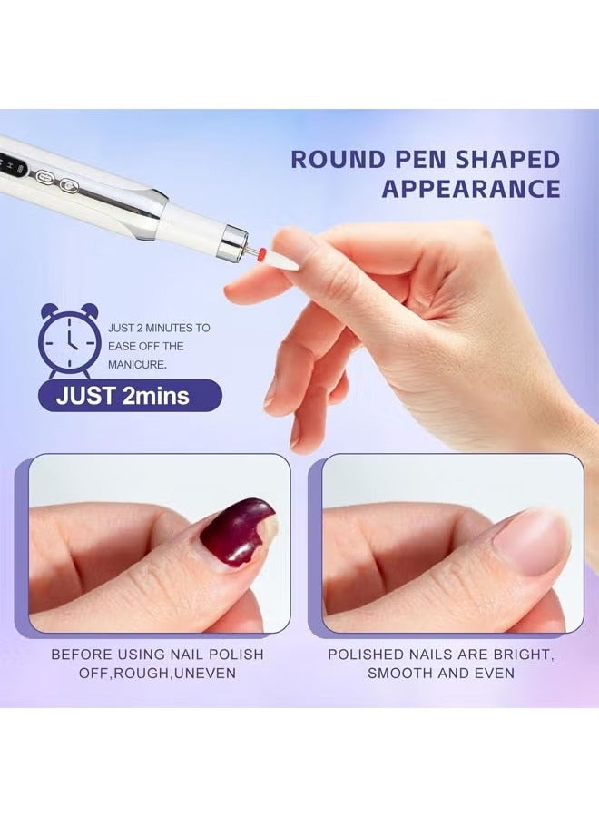 Arabest Electric Nail Drill, Cordless Nail Drill, Electric Nail File, Rechargeable Portable Nail Drill, Nail Drill Professional Set for Manicure Pedicure and Polishing with 12 Nail Drill Bits and 6 Sanding Bands (White) - Image 3