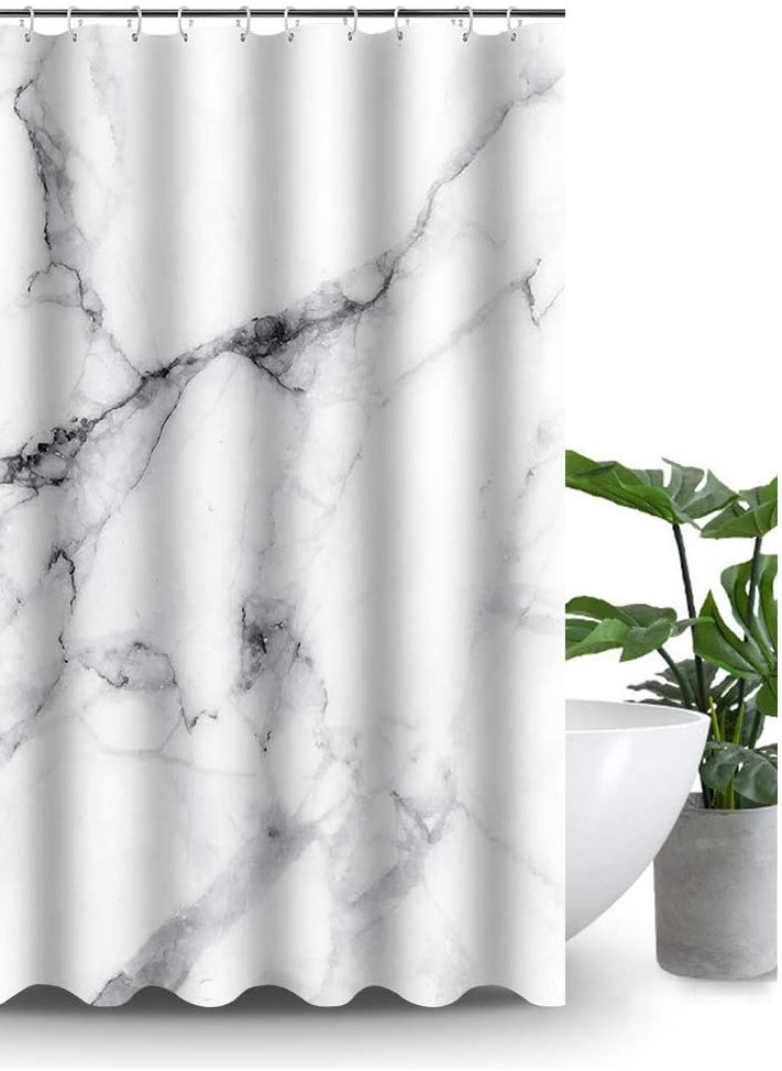 Generic Shower curtain for bathroom 180*200 cm with hooks, Modern luxury Marble pattern  - Image 2
