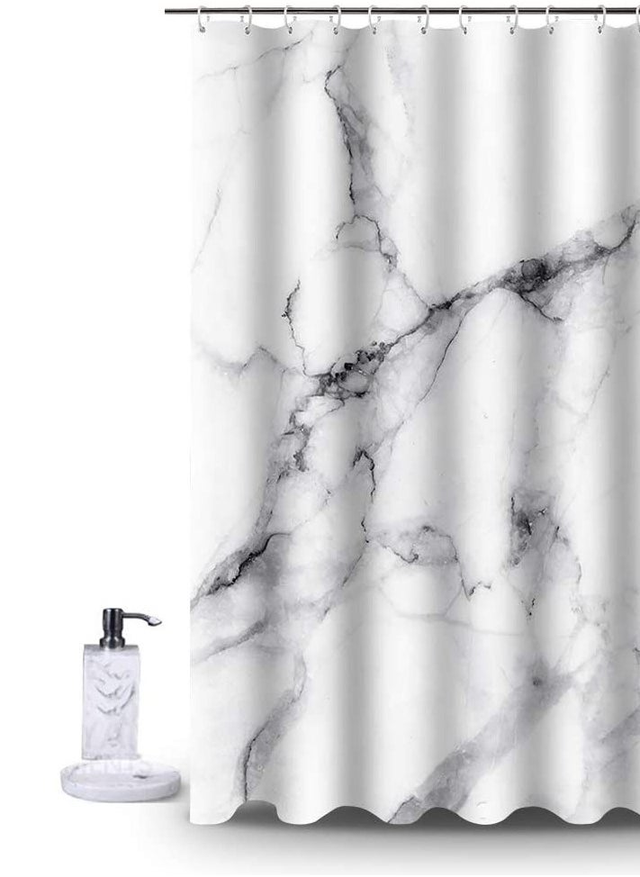 Generic Shower curtain for bathroom 180*200 cm with hooks, Modern luxury Marble pattern  - Image 1