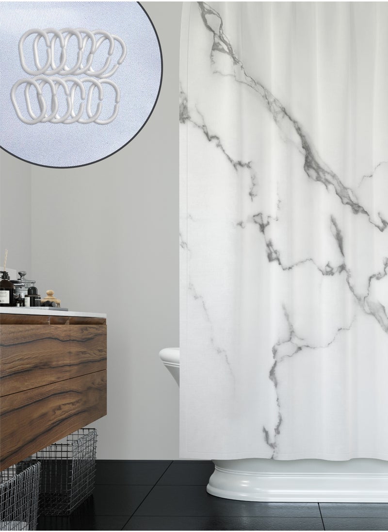 Generic Shower curtain for bathroom 180*200 cm with hooks, Modern luxury Marble pattern  - Image 3