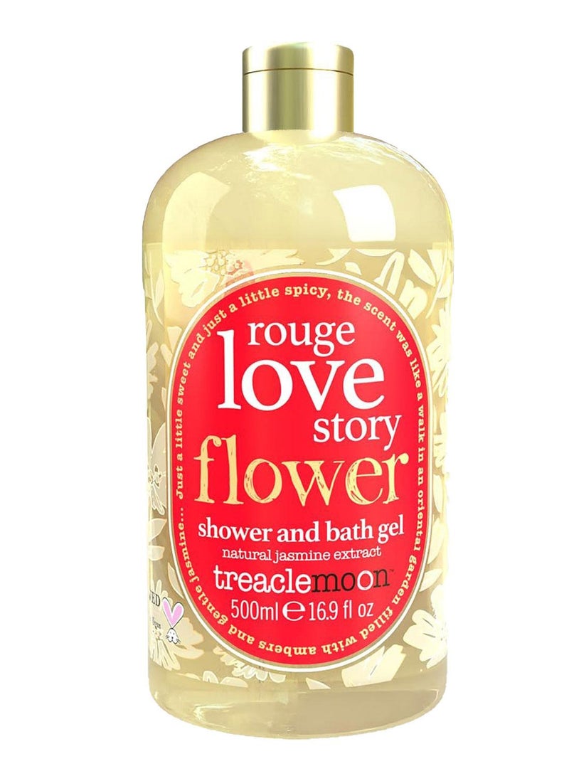 Treaclemoon Rouge Love Story Shower and Bath Gel, 500ml | Natural Jasmine Fragrance | Luxurious and Fragrant Cleanser for a Romantic Bath Experience - Image 1