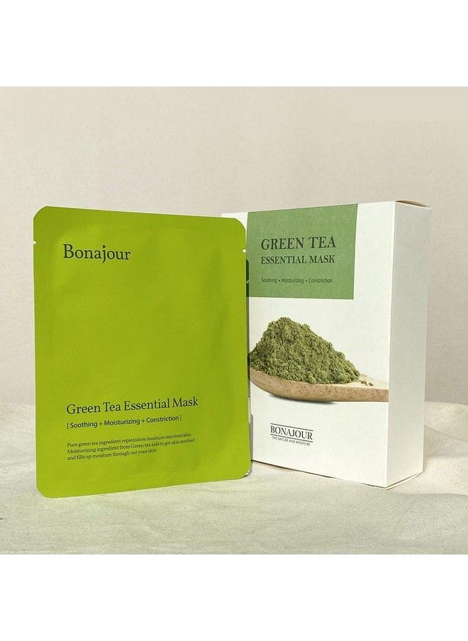 BONAJOUR ] Vegan Natural Green Tea Facial Moisturizing Sheet Mask (10Sheet) Strengthening Skin Barrier & Soothing Acne Skin Revitalizing  - Image 2