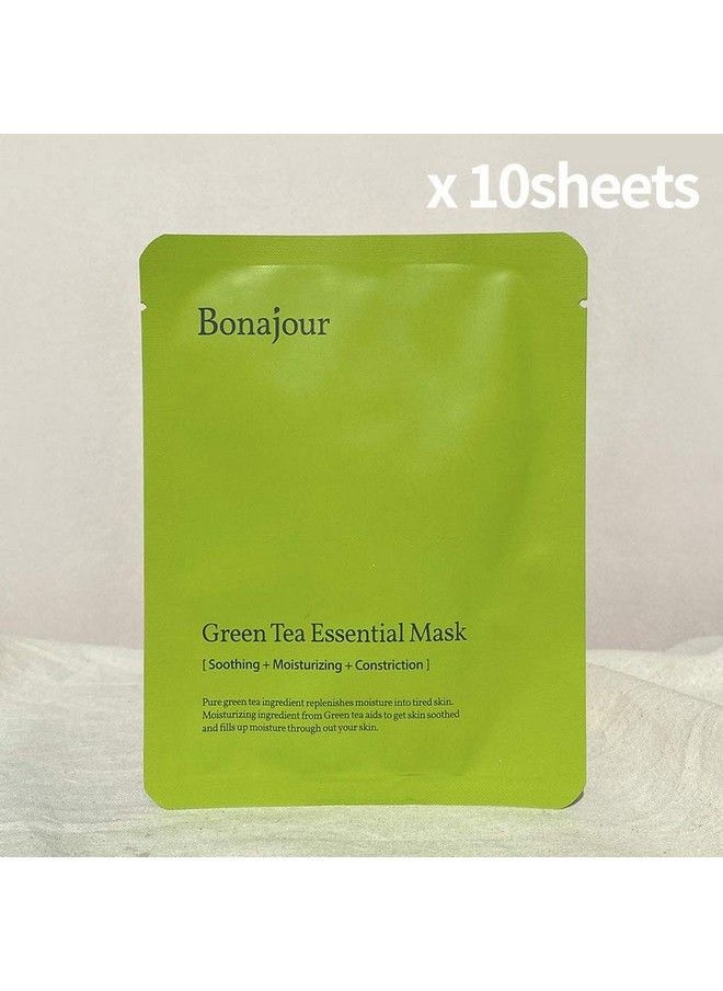 BONAJOUR ] Vegan Natural Green Tea Facial Moisturizing Sheet Mask (10Sheet) Strengthening Skin Barrier & Soothing Acne Skin Revitalizing  - Image 3