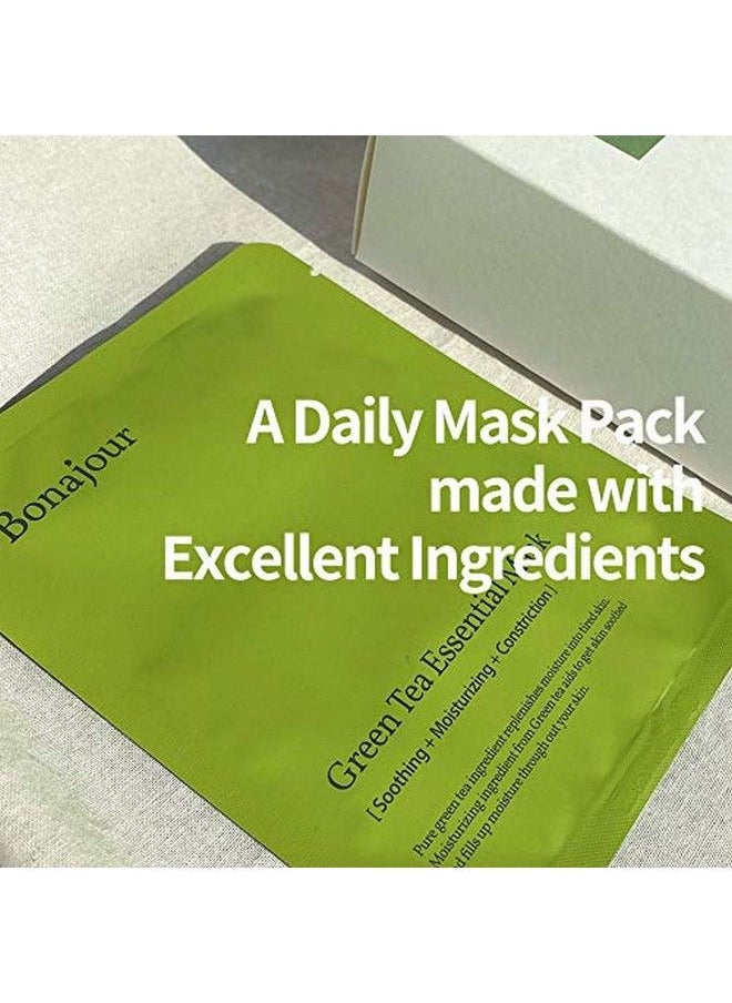 BONAJOUR ] Vegan Natural Green Tea Facial Moisturizing Sheet Mask (10Sheet) Strengthening Skin Barrier & Soothing Acne Skin Revitalizing  - Image 4