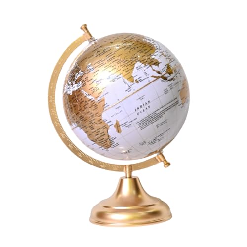 RIZIK STORE™ Educational World 10" Globe with Heavy Metal ARC and Base/Home Decor/Political Globe/Office Globes for Kids & Students (10" White gold) - Image 3