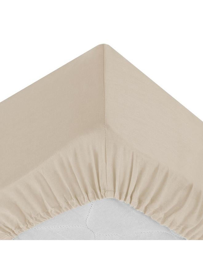 atmosphera Carina Cotton Fitted Sheet Beige 160 X 200Cm 178574D - Image 2