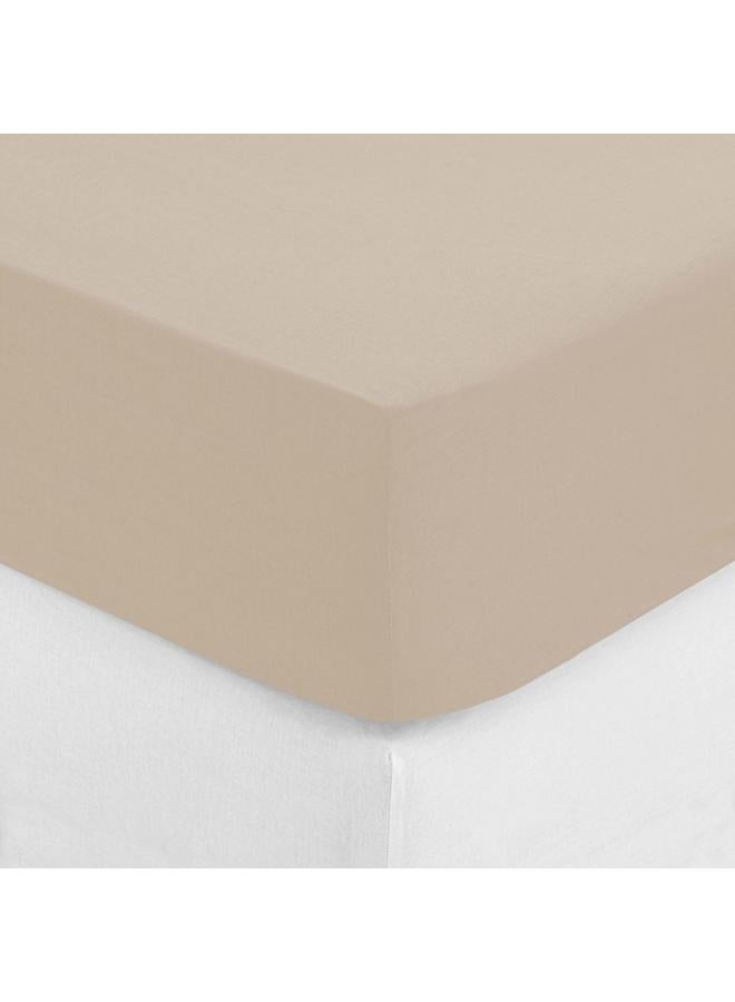 atmosphera Carina Cotton Fitted Sheet Beige 160 X 200Cm 178574D - Image 4
