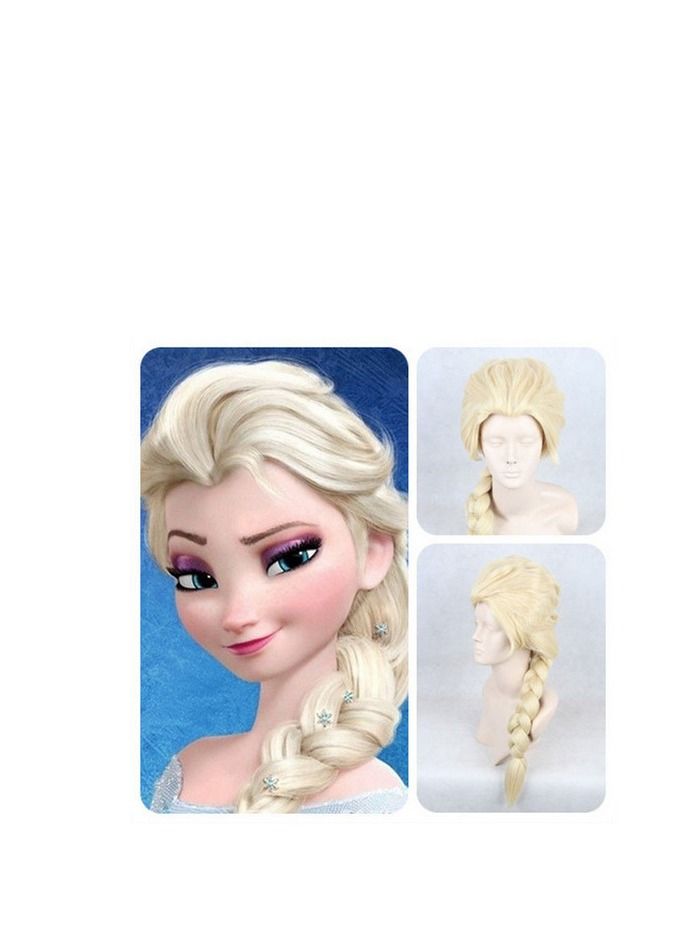 Princess Elsa Anna Cosplay Hair Wig Gold Blonde Wigs for Women Costume Long Braid Wigs for Party - Image 1
