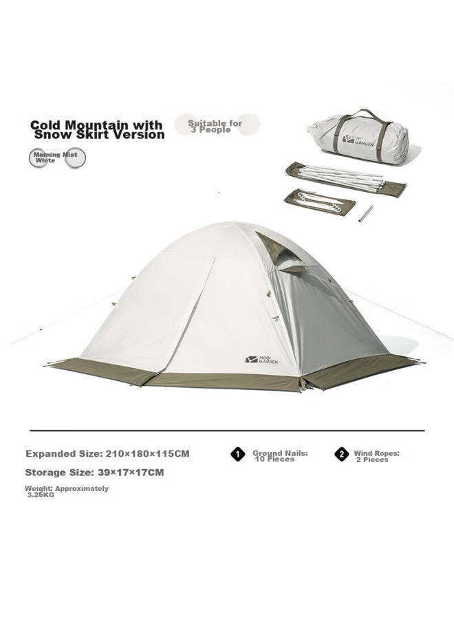 Mobigarden Tent, Outdoor Camping Tent With Snow Flap, Three-person All-season Tent, Cold Mountain 3plus Nxzqu61018, Dawn Mist White - Image 1