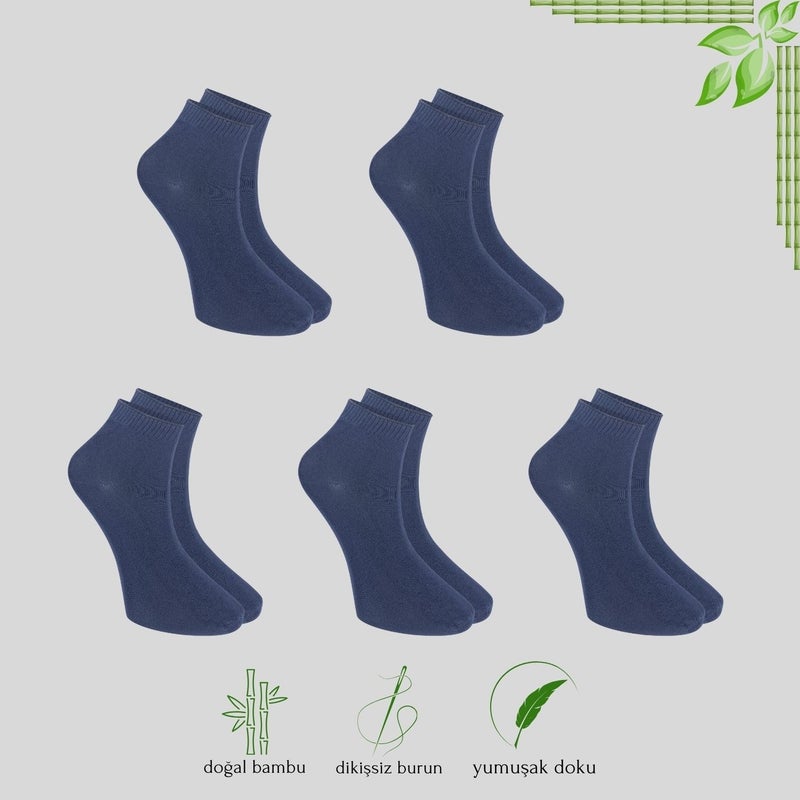 Kral Socks Men's Booties Plain Pattern (5 Pairs) Bamboo Seamless Delicate Woven Perfumed Short Socks  - Image 4