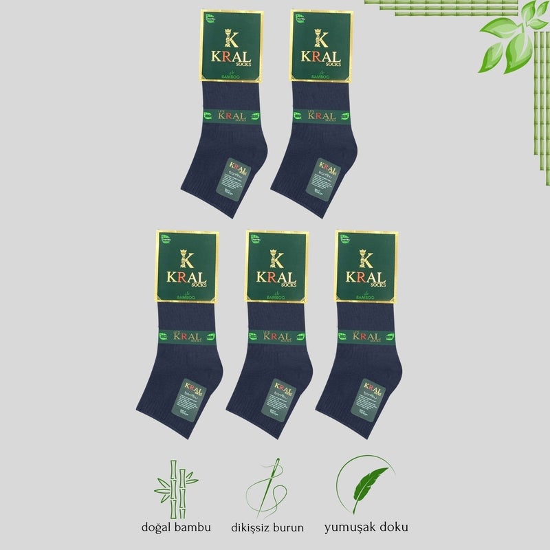 Kral Socks Men's Booties Plain Pattern (5 Pairs) Bamboo Seamless Delicate Woven Perfumed Short Socks  - Image 5