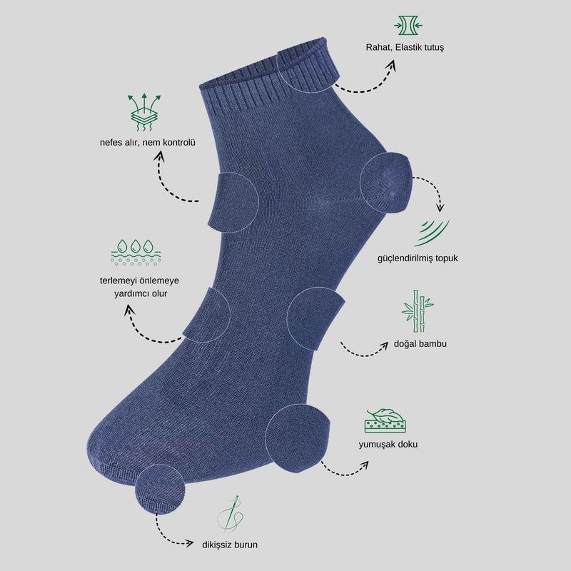 Kral Socks Men's Booties Plain Pattern (5 Pairs) Bamboo Seamless Delicate Woven Perfumed Short Socks  - Image 2