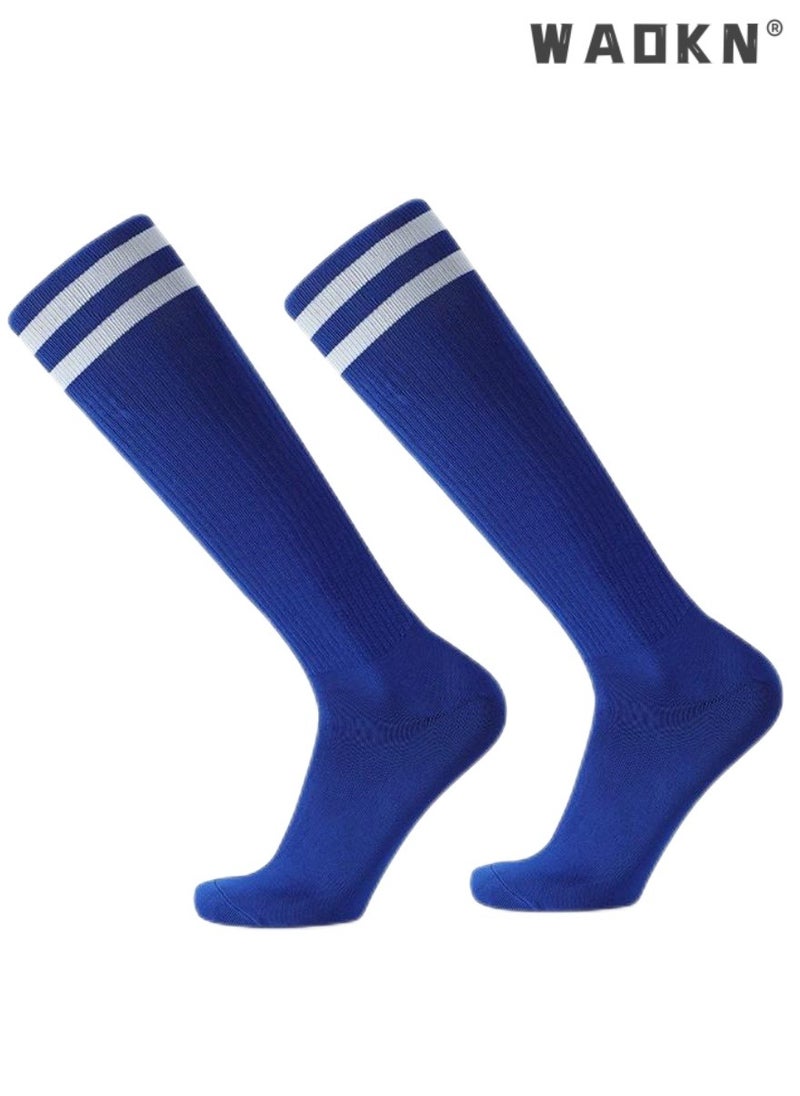WAOKN - Kids Soccer Footballs Socks 3 Pairs, 3 Colors Children Unisex Anti-slip Towel Bottom Sock Long Breathable Soccer Sock for Football, Rugby, Hockey, Running Or Training for Children Aged 5-12 - Image 1