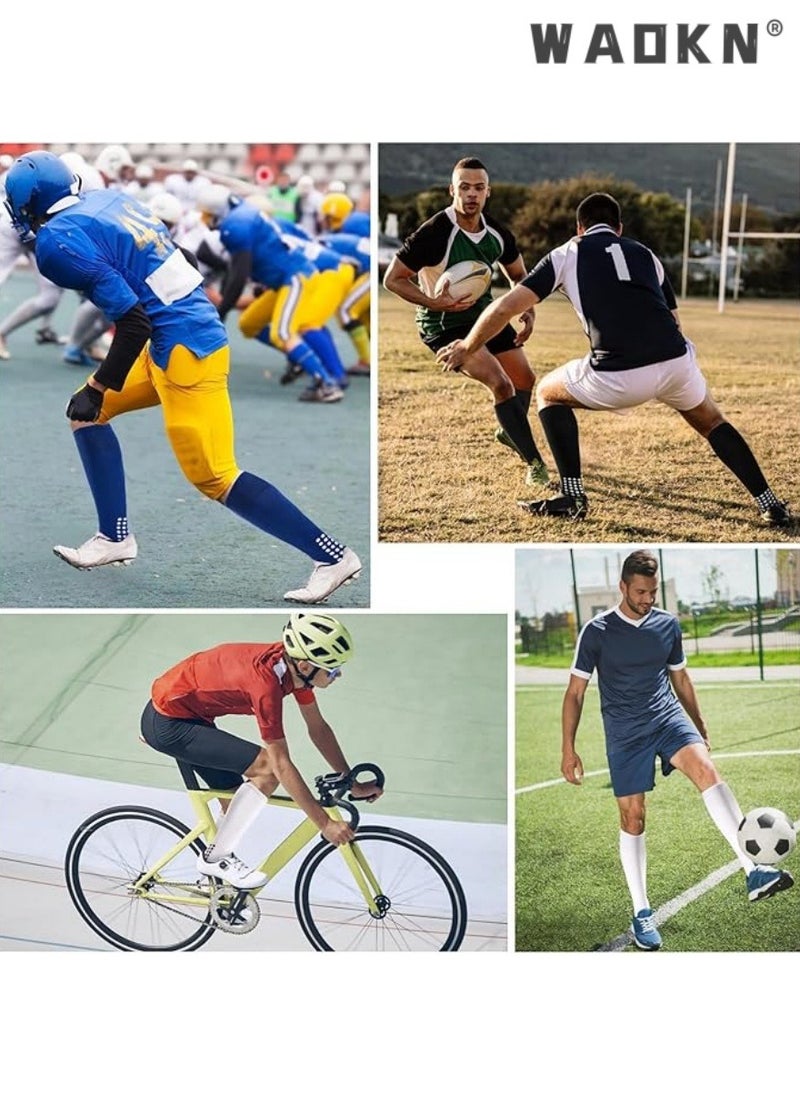WAOKN - Kids Soccer Footballs Socks 3 Pairs, 3 Colors Children Unisex Anti-slip Towel Bottom Sock Long Breathable Soccer Sock for Football, Rugby, Hockey, Running Or Training for Children Aged 5-12 - Image 1