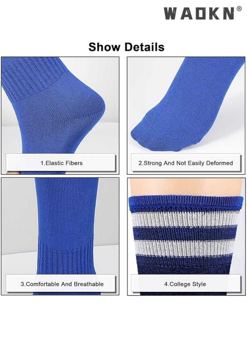 WAOKN - Kids Soccer Footballs Socks 3 Pairs, 3 Colors Children Unisex Anti-slip Towel Bottom Sock Long Breathable Soccer Sock for Football, Rugby, Hockey, Running Or Training for Children Aged 5-12 - Image 1