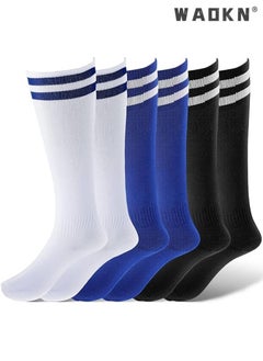 WAOKN Kids Soccer Footballs Socks 3 Pairs, 3 Colors Children Unisex Anti-slip Towel Bottom Sock Long Breathable Soccer Sock for Football, Rugby, Hockey, Running Or Training for Children Aged 5-12  - Image 5