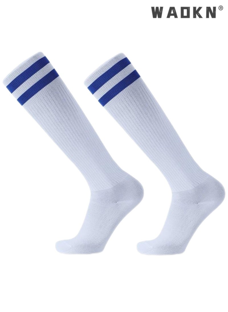 WAOKN - Kids Soccer Footballs Socks 3 Pairs, 3 Colors Children Unisex Anti-slip Towel Bottom Sock Long Breathable Soccer Sock for Football, Rugby, Hockey, Running Or Training for Children Aged 5-12 - Image 1