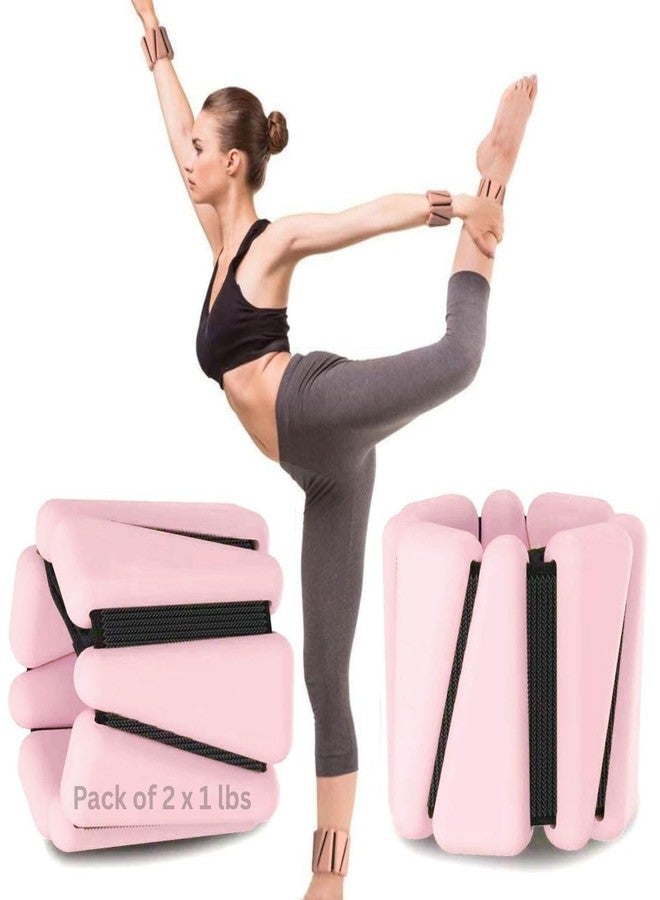 XFYT Adjustable Wrist Weights & Ankle Weights | Pair of 2 bracelets x 1 lbs each (1kgs total) | Soft silicone for comfortable movements for yoga, pilates,workouts (Pink) - Image 1