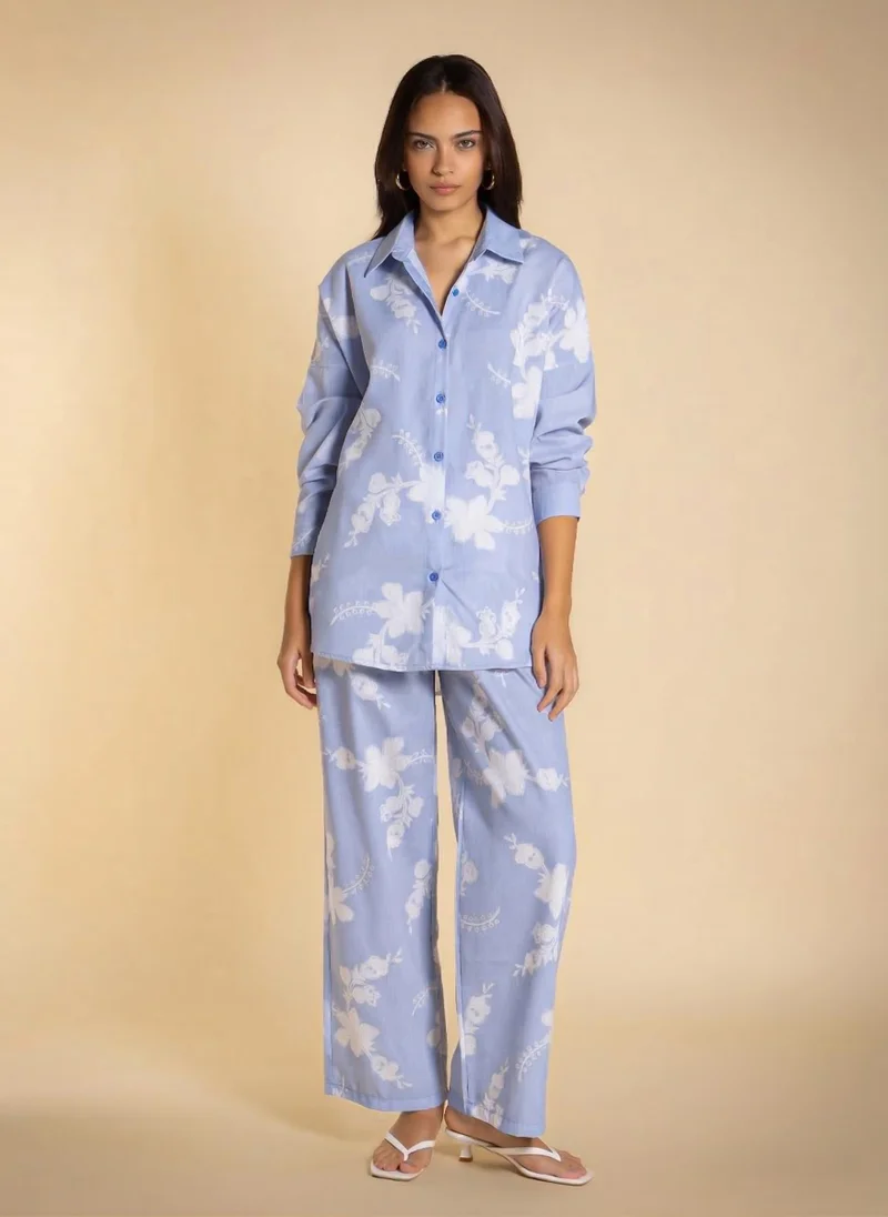 شايبس PRINTED LINEN BLEND SHIRT SET