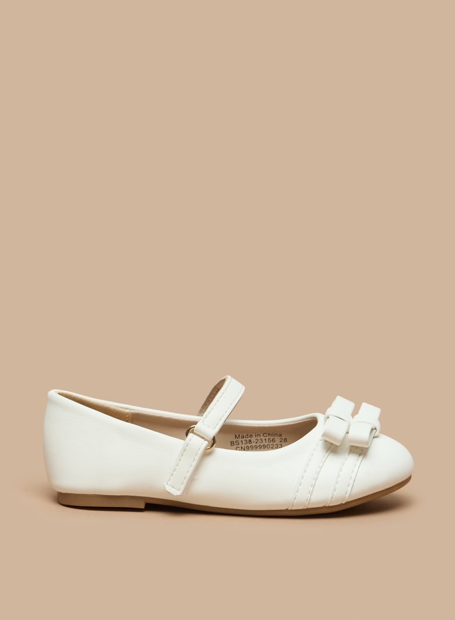 Flora Bella By Shoexpress Girl's Bow Detail Ballerina Shoes with Hook and Loop Closure  - Image 3