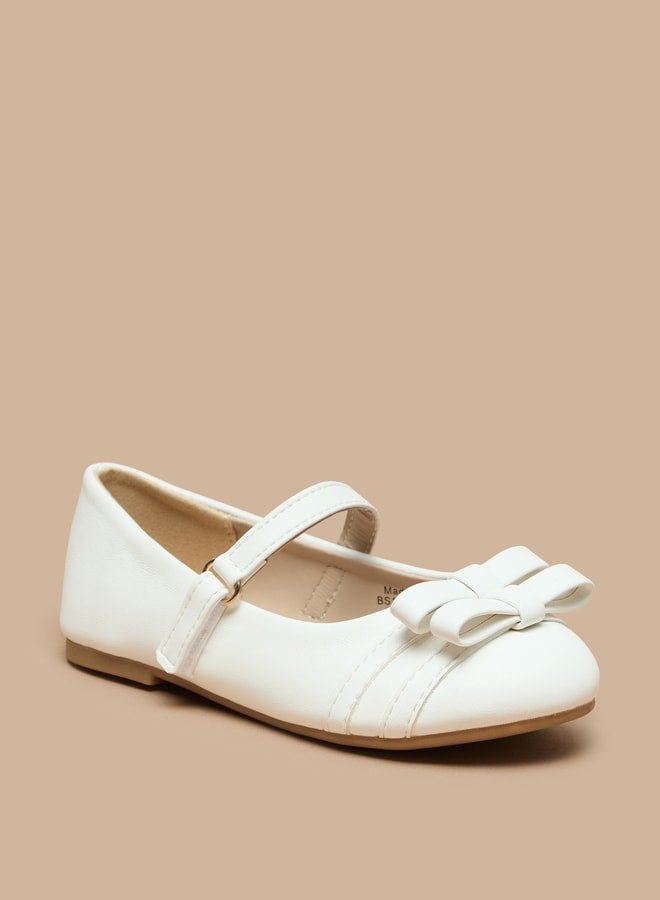 Flora Bella By Shoexpress Girl's Bow Detail Ballerina Shoes with Hook and Loop Closure  - Image 1