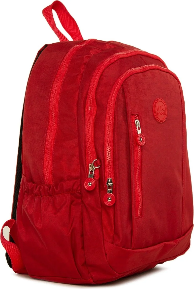 Bagmori Red Multi-Zipper Multi-Pocket Large Backpack