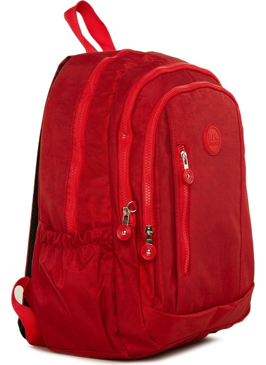 Bagmori Red Multi-Zipper Multi-Pocket Large Backpack  - Image 3