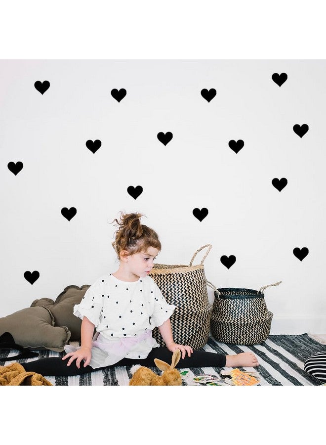 BugyBagy Black Heart Wall Decals - 120pcs Matte Heart Stickers + Easy to Peel & Stick + Safe for Walls & Paint + Aesthetic Nursery & Bedroom Decor for Girls & Kids Room - Image 1