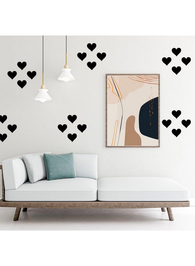 BugyBagy Black Heart Wall Decals - 120pcs Matte Heart Stickers + Easy to Peel & Stick + Safe for Walls & Paint + Aesthetic Nursery & Bedroom Decor for Girls & Kids Room - Image 3
