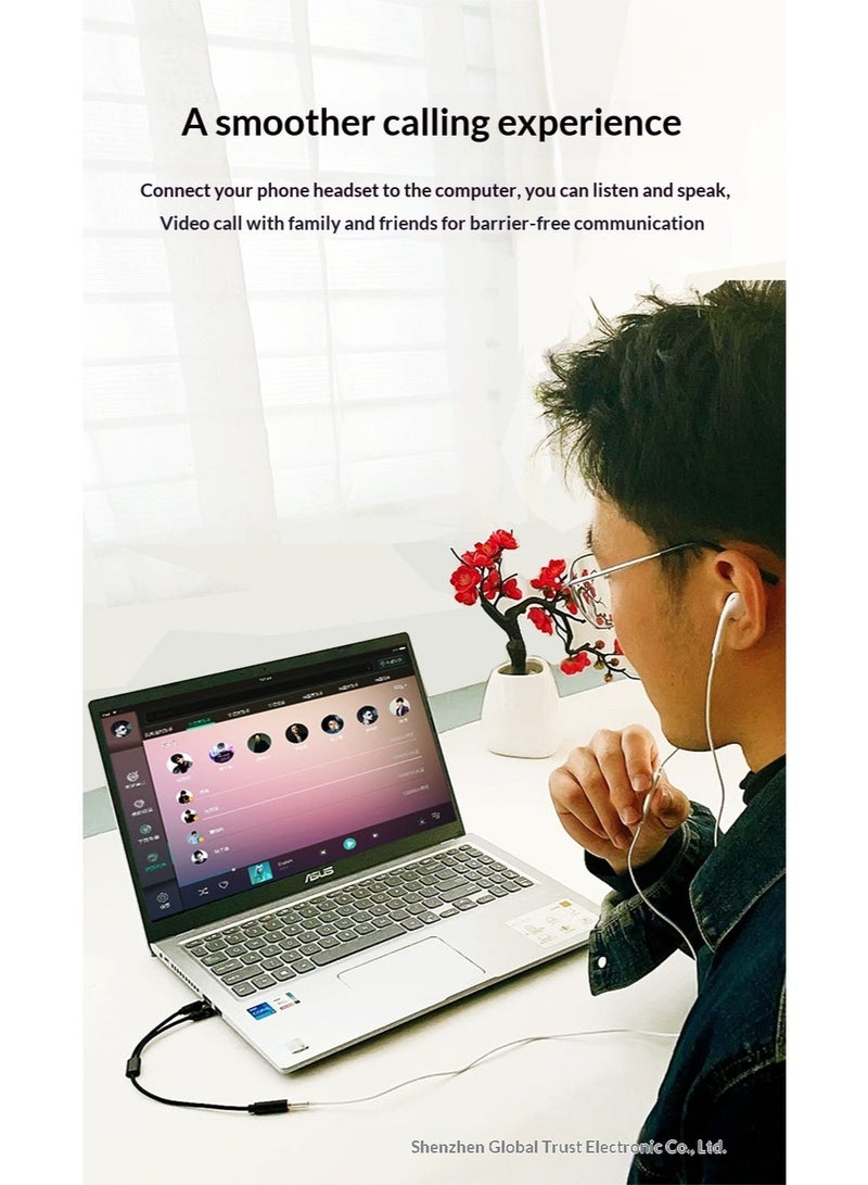 العنوان: كابل مقسم سماعات عالمي 3.5 مم (طوله 1 متر): محول من منفذ أنثى إلى ذكرين للألعاب والمكالمات - أسود/ذهبي (معيار CTIA) - Image 4