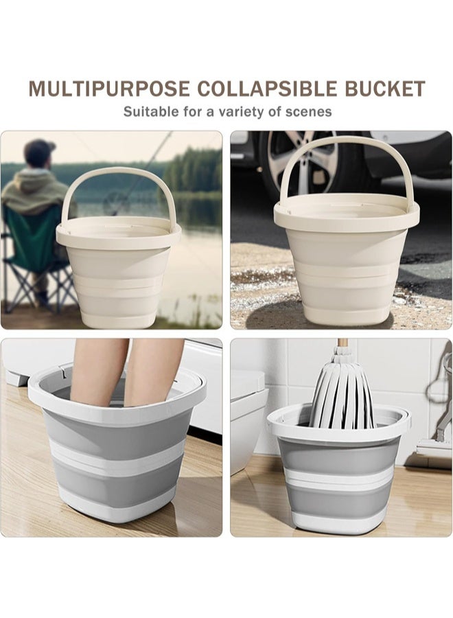 HOMESTAR Collapsible Bucket, 10L 2.6 Gallon Cleaning Bucket, Mop Bucket Foldable Portable Small Plastic Water Supplies for Outdoor, Garden, Camping, Fishing ,Grey - Image 5
