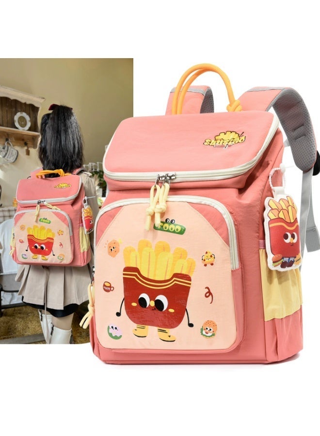 Kids Backpack French Fries Design 3-5 Years, Large Capacity Waterproof Lightweight Spine-Protective School Bag - Image 1