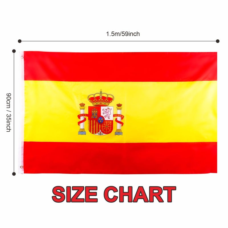 Generic YAAVAAW 5x3ft Large Spain Flag España Flag with Eyelets, Big Spanish Flag for Euro Football Cup Olympic Games 2024 Sports Events Fans Parade Bar Garden Indoor Outdoor Party Decorations  - Image 2