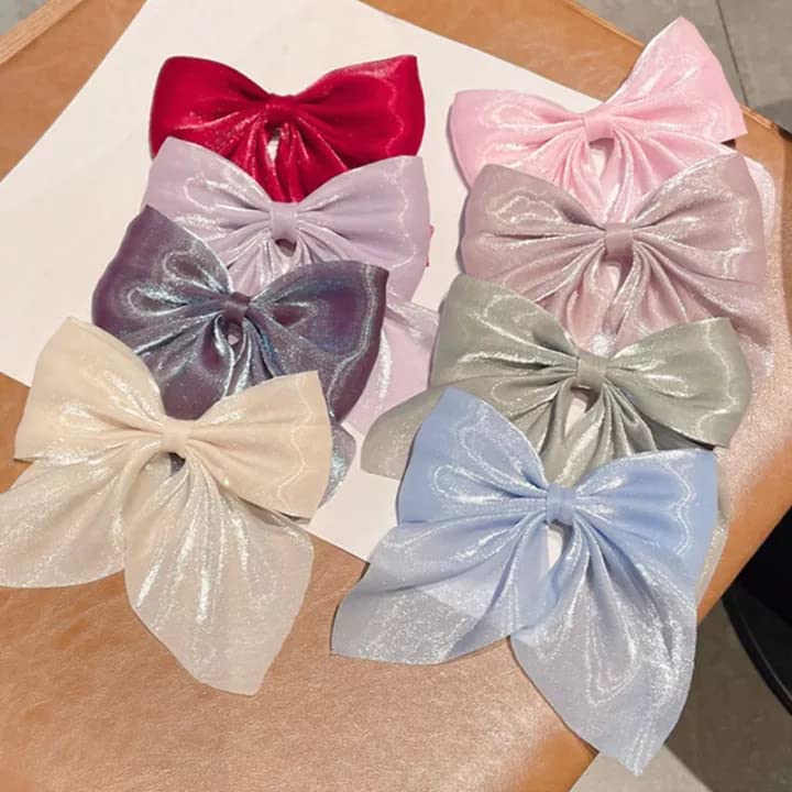 LIVECOOL Pcs3+1 Free Large Hair Rubber Bands Bow Hair Clips Barrettes Bow Long Ribbon Hairpin For Women Girls Hair Accessories Hairband(Big Bow Hollographic), Multicolor - Image 1