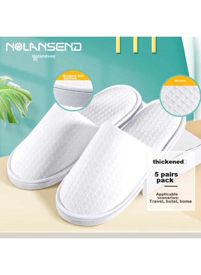 NOLANSEND Nuolan I Disposable Slippers, Thickened Set [5 Pairs], For Men And Women, Travel, Home, Hotel, Non-slip, Portable, Floor Slippers  - Image 1