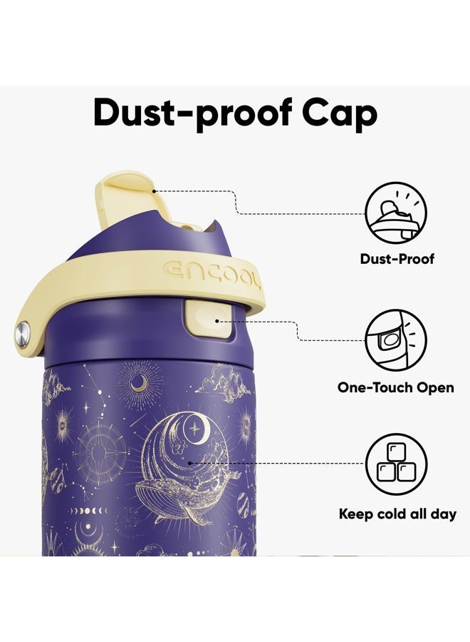ENCOOL Leakproof Insulated Water Bottle with Straw Dual-Sip Water Bottle Bag-Safe Design for Work, Commute & Gym – Keeps Drinks Cold All Day, 24 oz, Astral Chart - Image 2