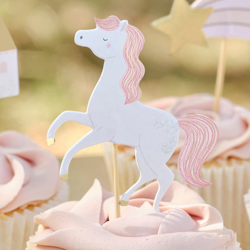 Ginger Ray Princess Birthday Unicorn Cupcake Toppers Pack of 12 - Image 2