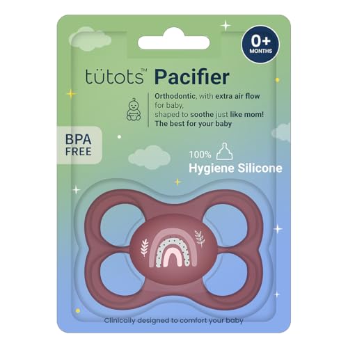 tütots Baby Rainbow Pacifier Ultra Light Soft Silicone Nipple, Orthodontic Design, BPA-Free for Kids of 0+ Months +|Medium| Maroon - Image 1