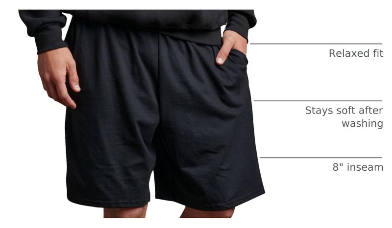 Russell Athletic Men's Cotton Baseline Short with Pockets, Black, XXXX-Large - Image 4